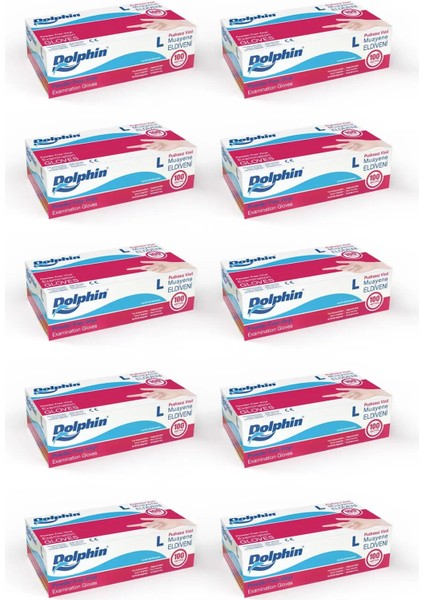 Beyaz Vinil Eldiveni Pudrasız L 100 Adet x 10 Paket