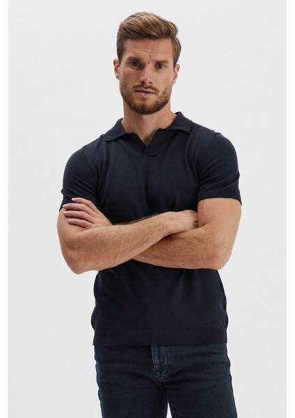 Erkek Uzun Polo Yaka Kısa Kollu Siyah Düz Triko Kazak fırsatları