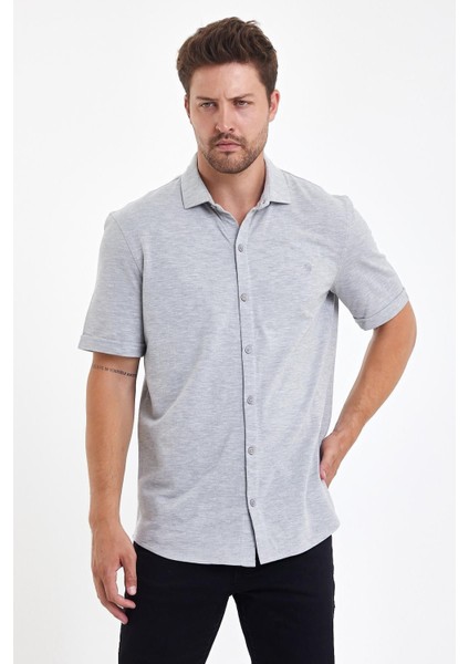 Erkek Polo Yaka Kısa Kollu Düğmeli Bol Bakır Gömlek