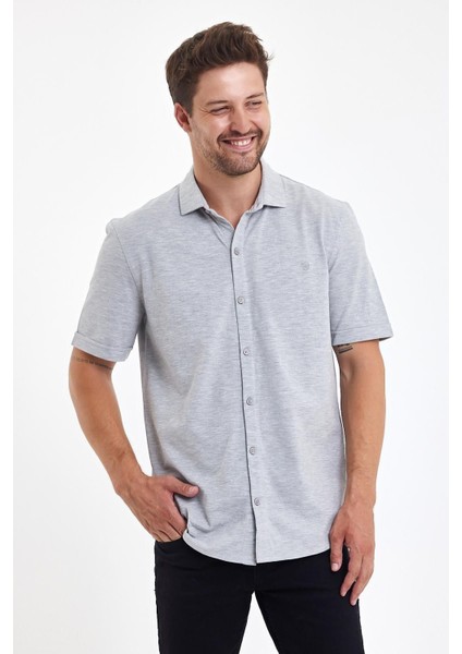 Erkek Polo Yaka Kısa Kollu Düğmeli Bol Bakır Gömlek fırsatları