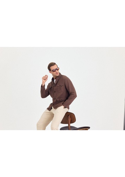 Erkek Kahverengi %100 Keten Kaşındırmaz Yazlık Çok Cepli Ceket modelleri