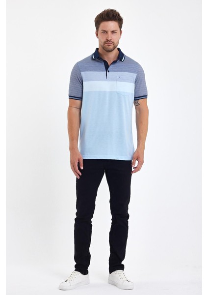 Erkek Uzun Polo Yaka Cepli Kısa Kol Lacivert Tişört modelleri