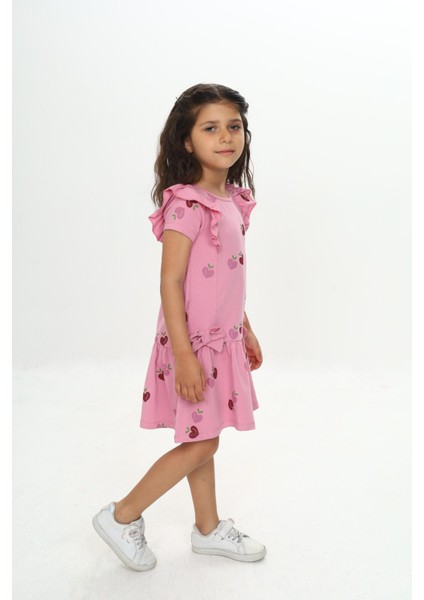 Kız Çocuk Fiyonklu Kalp Baskılı Elbise fiyatları