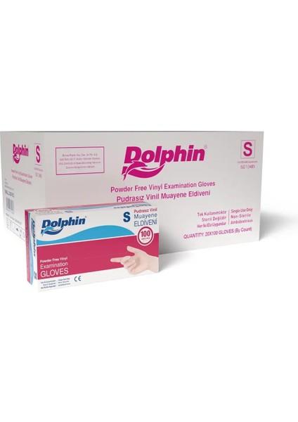 Beyaz Vinil Eldiveni Pudrasız S 100 Adet x 20 Paket - Koli