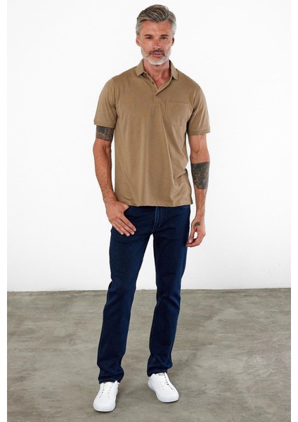 Erkek Polo Yaka Kısa Kol Cepli Tişört Safran modelleri