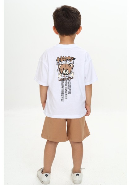 Erkek Çocuk Happy Yazı Baskılı Şortlu Takım modelleri