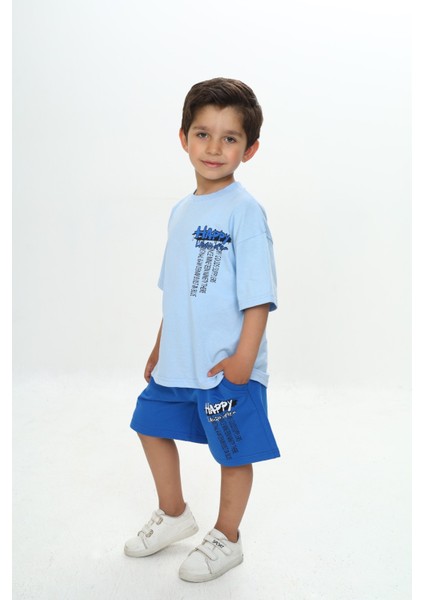 Erkek Çocuk Happy Yazı Baskılı Şortlu Takım fırsatları