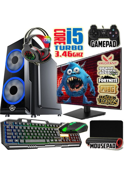 Camer I7 TURBO:3.90GHZ 16GB Ram 240GB SSD 250GB HDD R7 240-4GB E.kartı 24" Monitör Masaüstü Bilgisayar
