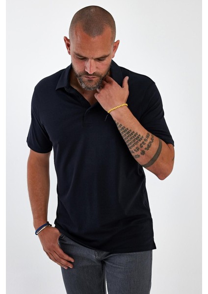 Erkek Basic Polo Yaka Düz Comfort Uzun Siyah Tişört modelleri