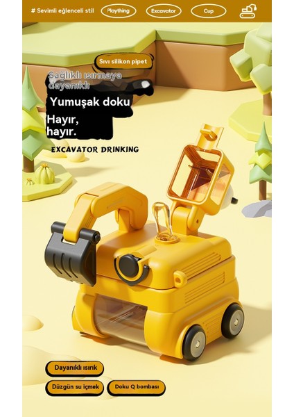 500ML Yaz Çocuk Plastik Yüksek Görünümlü Küçük Ekskavatör Su Bardağı (Yurt Dışından) fırsatları