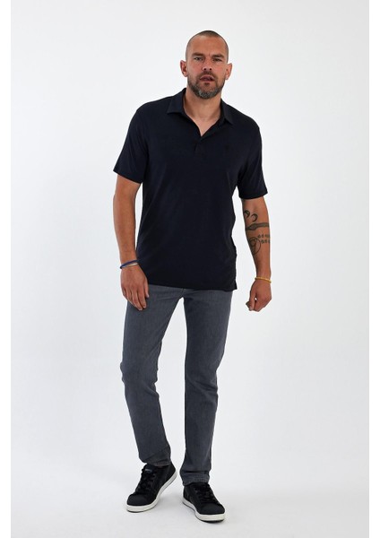 Erkek Basic Polo Yaka Düz Comfort Uzun Siyah Tişört modelleri
