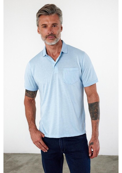 Erkek Polo Yaka Kısa Kol Cepli Tişört Safran