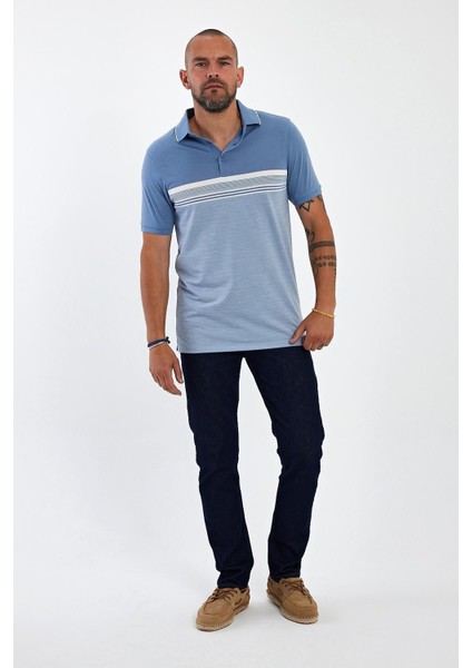 Erkek Basic Polo Yaka Kısa Kol Düz Açık Mavi Tişört fiyatları