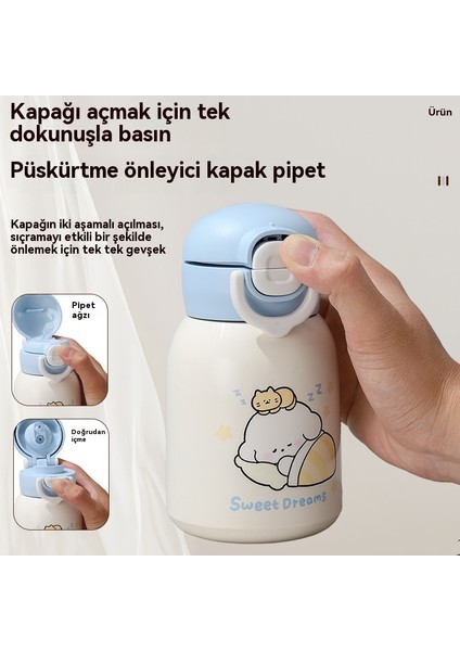 Çocuk Büyük Kapasiteli Çift Içecek Karikatür Öğrenci Pipetli (Yurt Dışından)