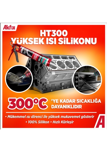 Akfix Ht 300 Yüksek Isıya Dayanıklı Silikon Kırmızı 300°C 310 ml fiyatları