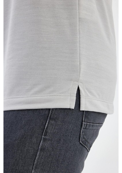 Erkek Comfort Basic Polo Yaka Cepli Uzun Bej Tişört fırsatları