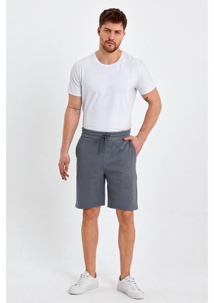 Erkek Lastikli Baskılı Cepli Klasik Kısa Siyah Şort modelleri