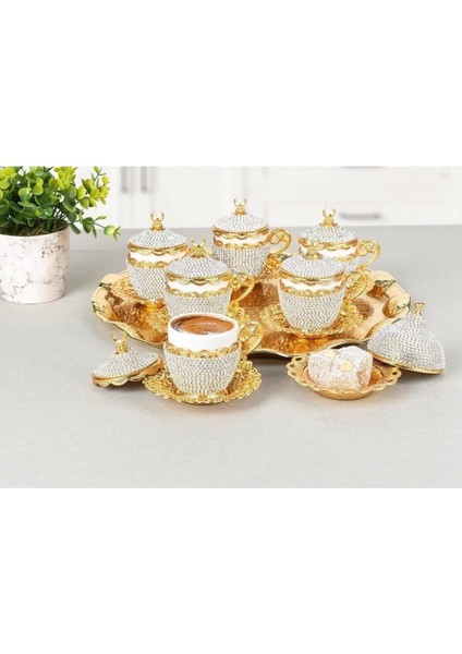 Kahve Fincanı Lokumluk Seti Türk Arap Kahvesi Espresso Fincan Tabağı Kristal Set 6 Lı Set