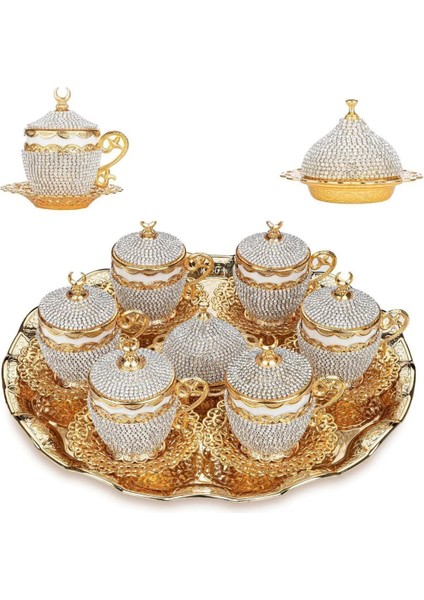 Kahve Fincanı Lokumluk Seti Türk Arap Kahvesi Espresso Fincan Tabağı Kristal Set 6 Lı Set fırsatları