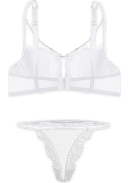 Tak-Çıkar Aksesuarlı Dantel Dekolte Sütyen Külot Takım - Pedli - Fashion - 2577 - Ekru fiyatları