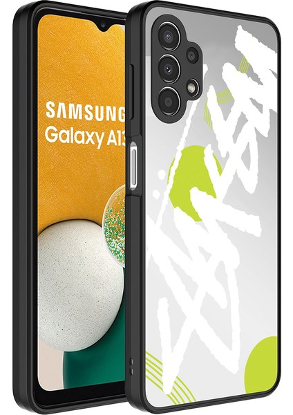 Galaxy A13 4g Kılıf Aynalı Desenli Kamera Korumalı Parlak F10T Mirror Kapak-Yazı