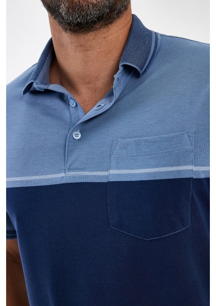 Erkek Basic Polo Yaka Cepli Düz Uzun Lacivert Tişört modelleri