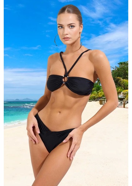 Tasarım Bikini Takımı Şık Detaylı Su Sporları Için Esnek Kumaş Özel Uv Korumalı