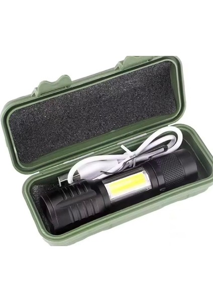Wison WS-5454 Taktik El Feneri USB Şarj Edilebilir Kamp Feneri Cob Zumlanabilir Mini Taşınabilir El Feneri