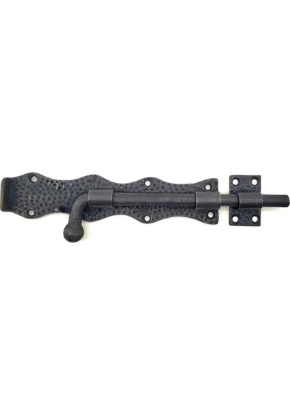 Antika Tarz Dekoratif Pirinç Dövme Kapı Sürgüsü - 20CM, Oksit