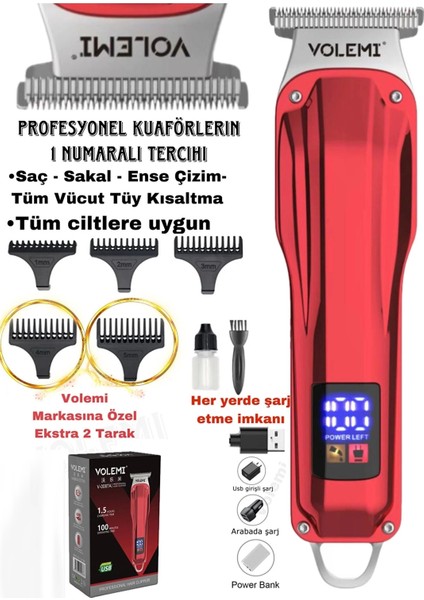 V-0087A Profesyonel Şarj Göstergeli Saç Sakal Lazer Öncesi Tüm Vücut Tıraş Makinesi