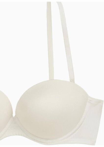 Olympos 2536 Ekru Double Push Up / Ekstra Dolgulu Straplez Mikro Basic Sütyen