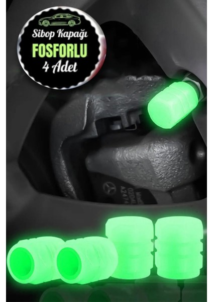 Fosforlu Lastik Sibop Kapağı 4 Adet Araç, Motosiklet & Bisiklet Uyumlu