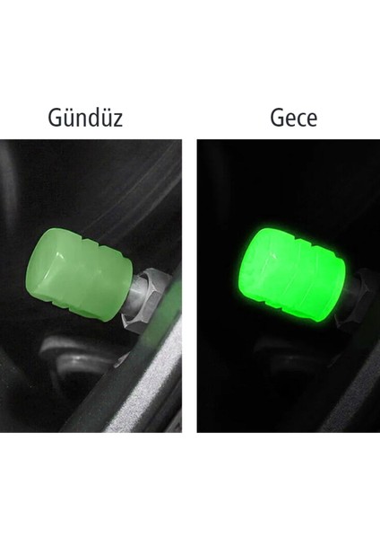 Fosforlu Lastik Sibop Kapağı 4 Adet Araç, Motosiklet & Bisiklet Uyumlu modelleri
