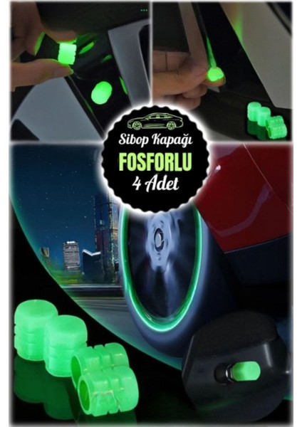 Fosforlu Lastik Sibop Kapağı 4 Adet Araç, Motosiklet & Bisiklet Uyumlu fırsatları