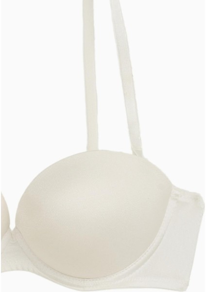 Olympos 2536 Ekru Double Push Up / Ekstra Dolgulu Straplez Mikro Basic Sütyen