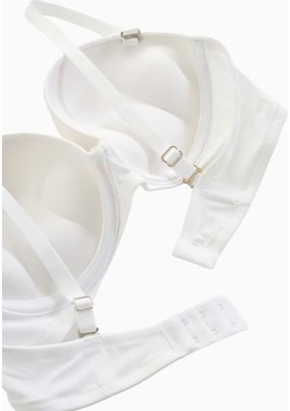 Olympos 2536 Beyaz Double Push Up / Ekstra Dolgulu Straplez Mikro Basic Sütyen