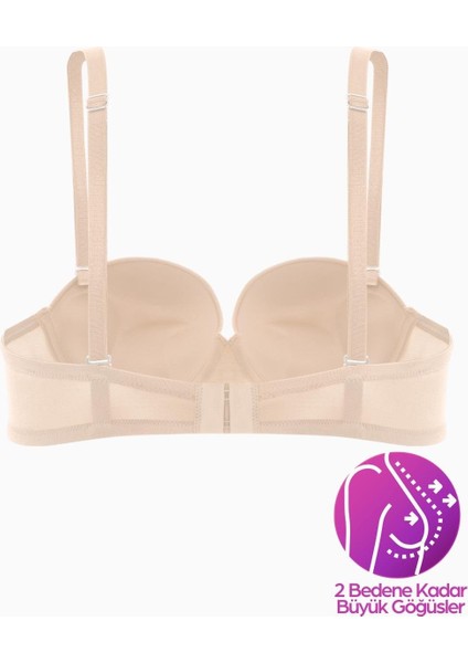 Olympos Ekstra Dolgulu Double Push Up Straplez - Ten - Mikro Sütyen - 2537
