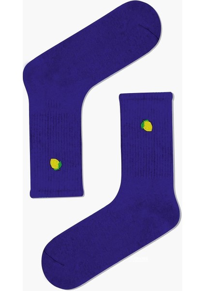Limon Nakışlı Tenis Spor Çorap