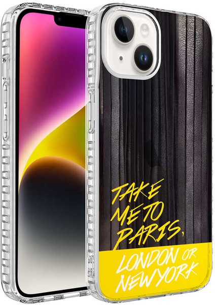 iPhone 14 Uyumlu Airbag Kenarlı Renkli Desenli Silikon F10T Elegans Kapak-No4