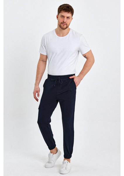 Erkek Lastikli Kargo Cepli Jogger Lacivert Pantolon modelleri