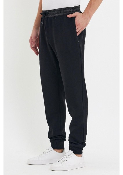 Erkek Bol Lastikli Jogger Basic Chino Siyah Pantolon