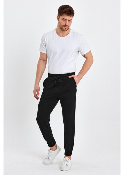 Erkek Lastikli Kargo Cepli Jogger Lacivert Pantolon