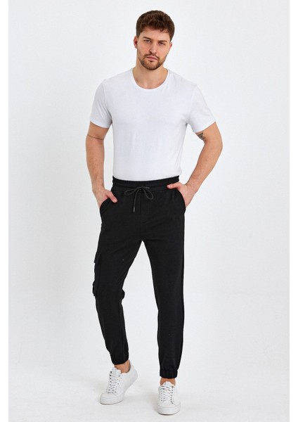 Erkek Lastikli Kargo Cepli Jogger Lacivert Pantolon modelleri