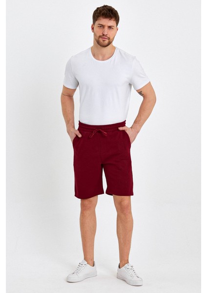 Erkek Lastikli Baskılı Cepli Klasik Kısa Siyah Şort