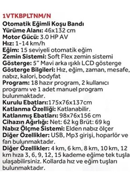 Platinum 3 Hp Otomatik Eğimli Mp3 Girişli Hoparlörlü Siyah Koşu Bandı