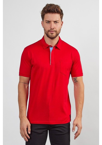 Erkek Basic Cepli Çıtçıtlı Dar Kahverengi Polo Yaka Tişört