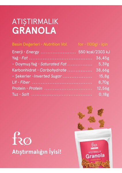 5li Atıştırmalık Granola Vegan Glutensiz Şekersiz Atıştırmalık Sağlıklı Katkısız Granola 5X50GR fırsatları