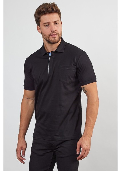 Erkek Basic Cepli Çıtçıtlı Dar Kahverengi Polo Yaka Tişört