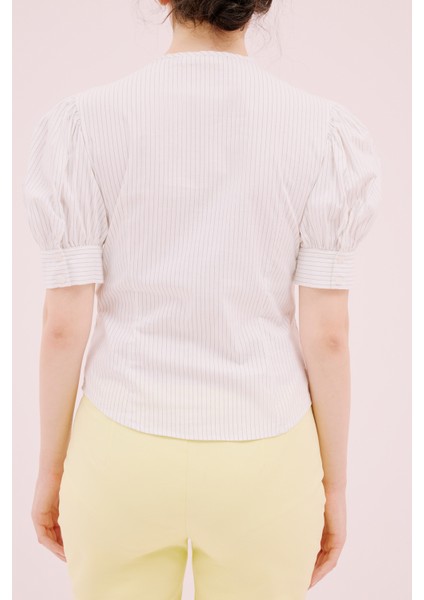 Volan Detaylı Bluz Beyaz-Siyah Y2113161_259 fiyatları