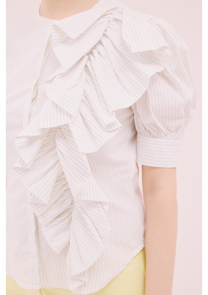 Volan Detaylı Bluz Beyaz-Siyah Y2113161_259 modelleri